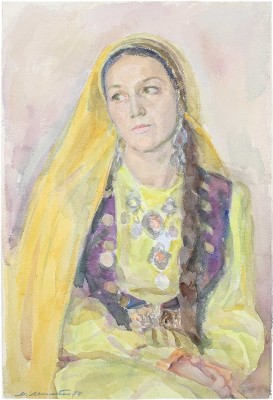 Лянглебен Моисей Вольфович. Заслуженная артистка БАССР Гюлли Мубарякова в роли Шафак в пьесе М. Карима «В ночь лунного затмения»